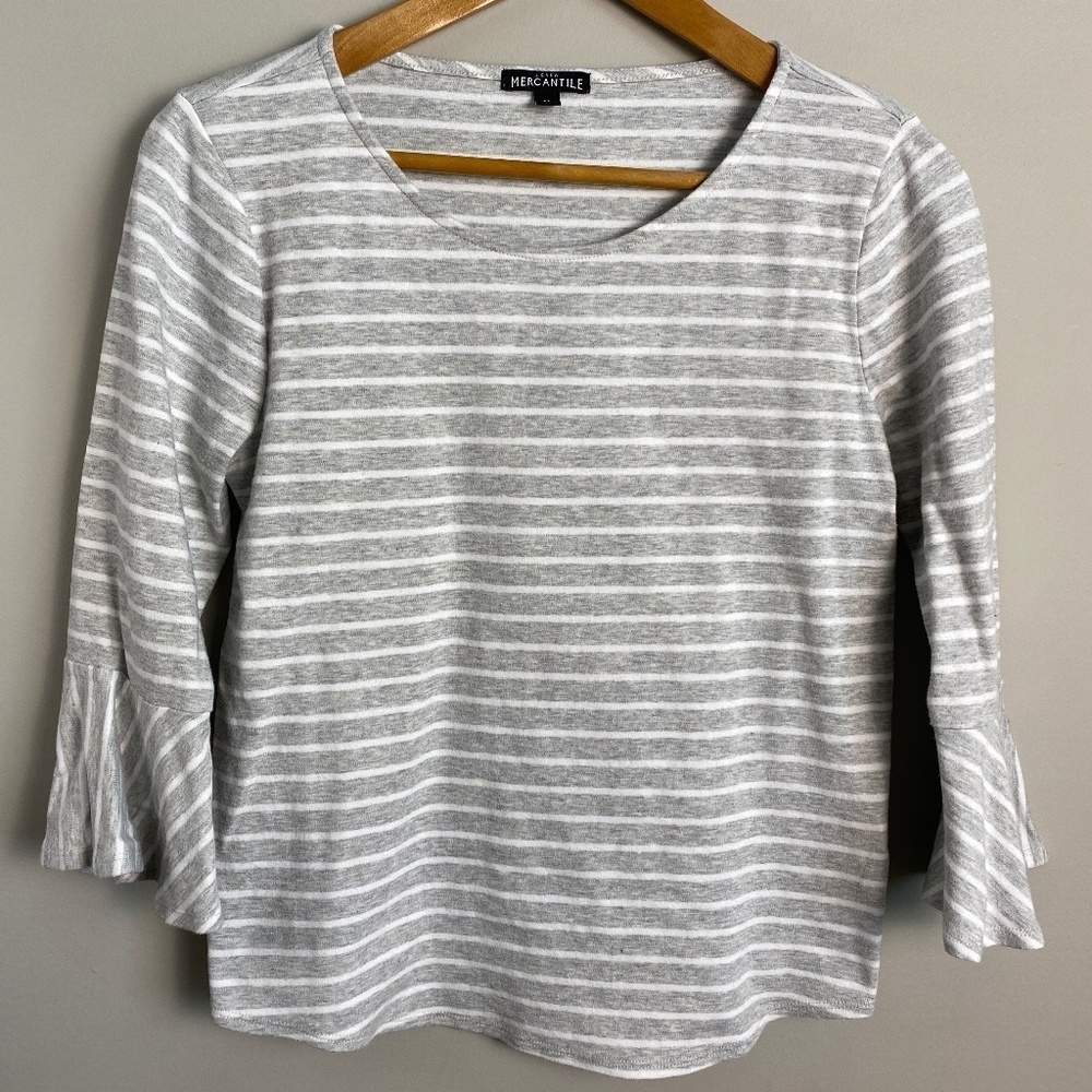 J. Crew Mercantile Women's Stripe 3/4 Sleeve Bell Cuff 100%‎ Cotton Shirt Medium